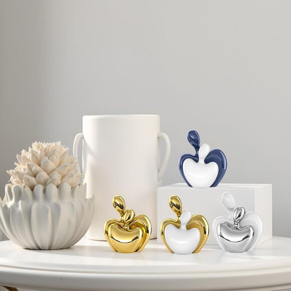 Blue White Mini Hugging Couple Statue Ceramic Lover Figurine Home Decor - Picture 2 of 6